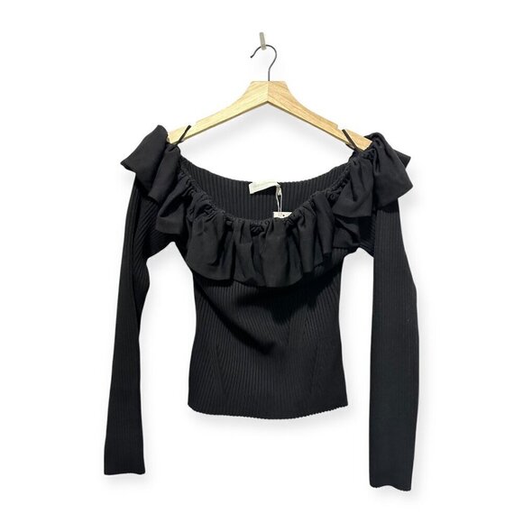 Jonathan Simkhai Isabelle Off-the-shoulder Ruffled Ribbed-knit Top, XL, NWT - Picture 5 of 16